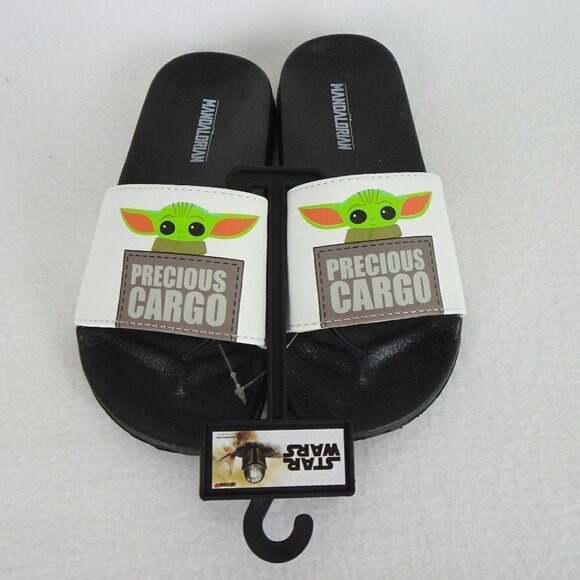 Star Wars Mandalorian Shoe Slides Sandals Slip On Kids Size 13.5 Pool Beach - Picture 1 of 9